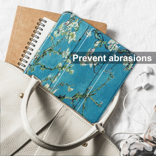 Tablethoes met screenprotector geschikt voor Apple iPad 11 (2025) A16 / iPad 10.9 (2022) - a16 hoes 2025 - iPad hoes 2025 - iPad hoes 10e generatie - Auto/Wake Functie - Tri-Fold - Witte Bloesem