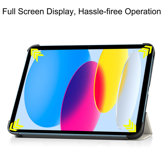 Tablethoes met screenprotector geschikt voor Apple iPad 11 (2025) A16 / iPad 10.9 (2022) - a16 hoes 2025 - iPad hoes 2025 - iPad hoes 10e generatie - Auto/Wake Functie - Tri-Fold - Goodnight