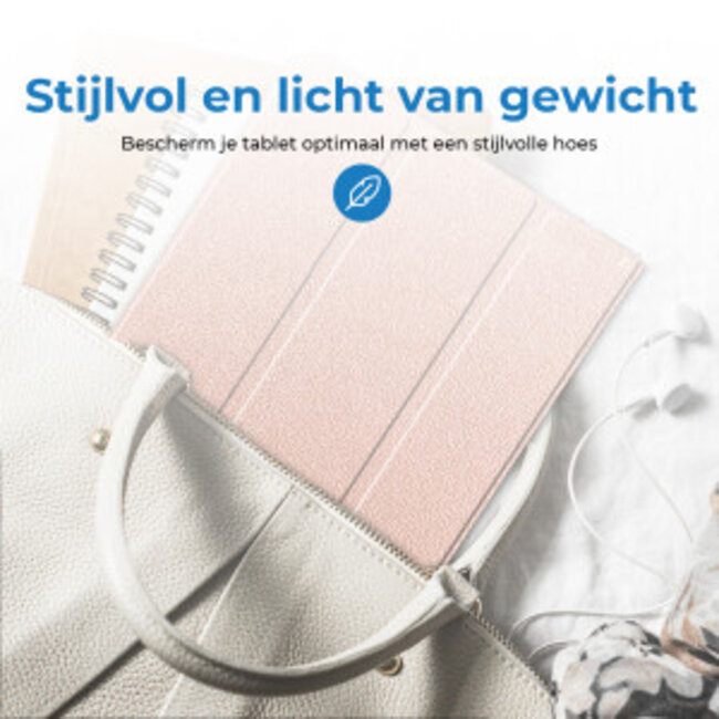 Tablethoes met screenprotector geschikt voor Apple iPad 11 (2025) A16 / iPad 10.9 (2022) - a16 hoes 2025 - iPad hoes 2025 - iPad hoes 10e generatie - Auto/Wake Functie - Tri-Fold - Rosé Goud