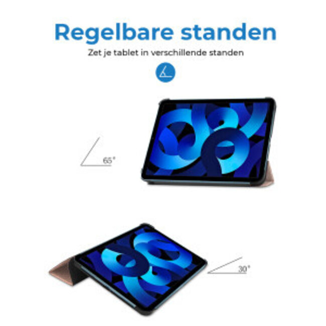 Tablethoes met screenprotector geschikt voor Apple iPad 11 (2025) A16 / iPad 10.9 (2022) - a16 hoes 2025 - iPad hoes 2025 - iPad hoes 10e generatie - Auto/Wake Functie - Tri-Fold - Rosé Goud