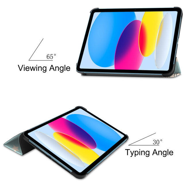 Tablethoes met screenprotector geschikt voor Apple iPad 11 (2025) A16 / iPad 10.9 (2022) - a16 hoes 2025 - iPad hoes 2025 - iPad hoes 10e generatie - Auto/Wake Functie - Tri-Fold - Eenhoorn