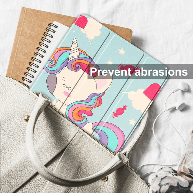 Tablethoes met screenprotector geschikt voor Apple iPad 11 (2025) A16 / iPad 10.9 (2022) - a16 hoes 2025 - iPad hoes 2025 - iPad hoes 10e generatie - Auto/Wake Functie - Tri-Fold - Eenhoorn