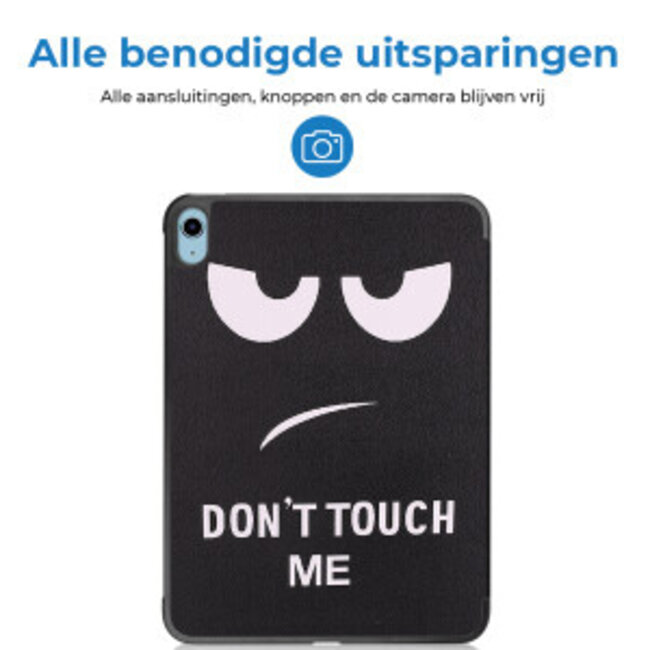 Tablethoes met screenprotector geschikt voor Apple iPad 11 (2025) A16 / iPad 10.9 (2022) - a16 hoes 2025 - iPad hoes 2025 - iPad hoes 10e generatie - Auto/Wake Functie - Tri-Fold - Don't Touch Me