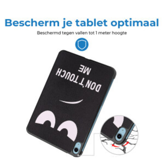 Tablethoes met screenprotector geschikt voor Apple iPad 11 (2025) A16 / iPad 10.9 (2022) - a16 hoes 2025 - iPad hoes 2025 - iPad hoes 10e generatie - Auto/Wake Functie - Tri-Fold - Don't Touch Me