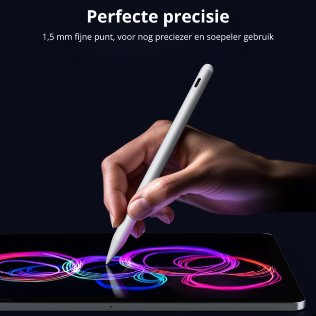Active Stylus Pen Geschikt voor Apple iPad / iPad Pro / iPad Air / iPad Mini - Touchscreen pen met Palm Rejection - Apple Pen met extra punt, USB-C en Magnetisch - Wit