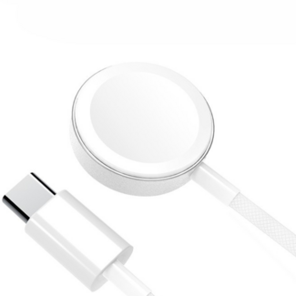 Case2go Case2go - Oplaadkabel geschikt voor Apple Watch Series 1/2/3/4/5/6/7/8/9/10/11/SE/Ultra/Ultra 2/Ultra 3 - USB-C kabel - 1.00 meter - Wit