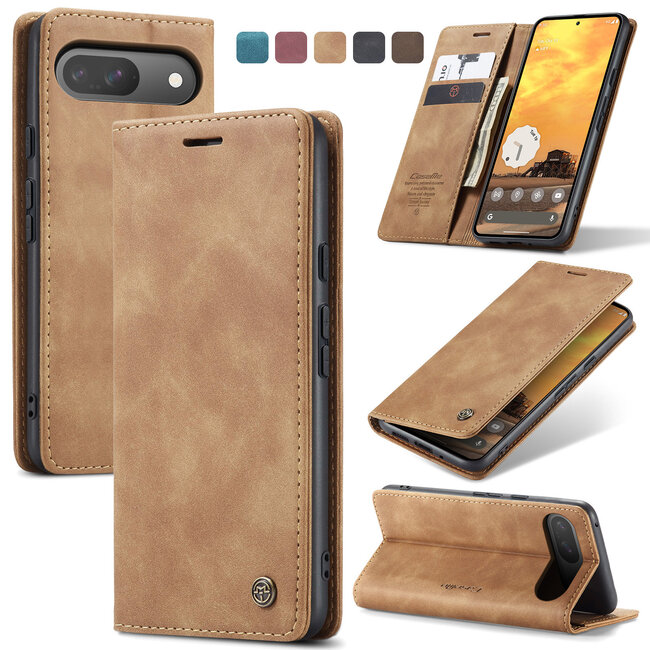 Caseme - Telefoonhoesje geschikt voor Google Pixel 10/10 Pro - Wallet Book Case - Met Magnetische Sluiting - Licht Bruin