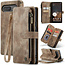 CaseMe - Hoesje geschikt voor Google Pixel 10/10 Pro - Vintage Wallet Book Case Ritssluiting - Met Magneetsluiting - Bruin