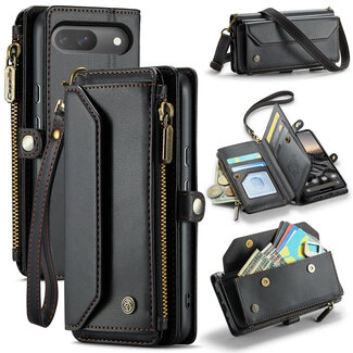 CaseMe CaseMe - Telefoonhoesje geschikt voor Google Pixel 10/10 Pro - Wallet Book Case met Schouder Strap - Zwart