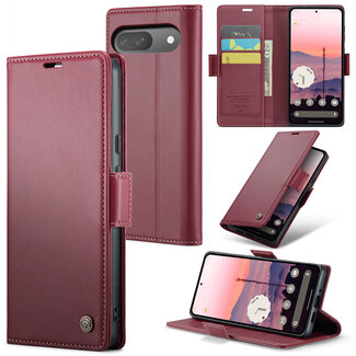 CaseMe CaseMe - Hoesje geschikt voor Google Pixel 10/10 Pro - Retro Wallet Book Case - Met Magnetische Sluiting - Rood
