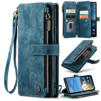 CaseMe CaseMe - Hoesje geschikt voor Google Pixel 10/10 Pro  - Vintage Wallet Book Case Ritssluiting - Met Magneetsluiting - Blauw