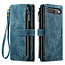 CaseMe - Hoesje geschikt voor Google Pixel 10/10 Pro - Vintage Wallet Book Case Ritssluiting - Met Magneetsluiting - Blauw