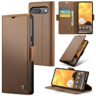 CaseMe CaseMe - Hoesje geschikt voor Google Pixel 10/10 Pro - Retro Wallet Book Case - Met Magnetische Sluiting - Bruin
