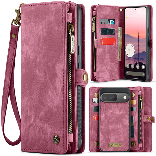 CaseMe - Telefoonhoesje geschikt voor Google Pixel 10/10 Pro - 2 in 1 Book Case en Back Cover - Rood