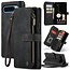CaseMe - Hoesje geschikt voor Google Pixel 10 Pro XL - Vintage Wallet Book Case Ritssluiting - Met Magneetsluiting - Zwart