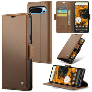 CaseMe CaseMe - Hoesje geschikt voor Google Pixel 10 Pro XL - Retro Wallet Book Case - Met Magnetische Sluiting - Bruin