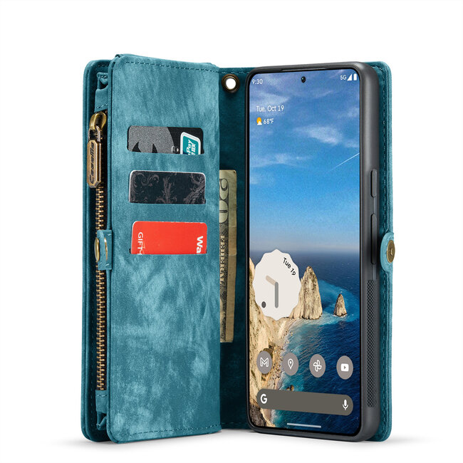 CaseMe - Telefoonhoesje geschikt voor Google Pixel 10 Pro XL - 2 in 1 Book Case en Back Cover - Blauw