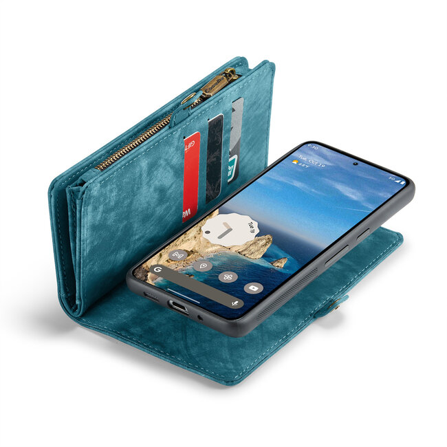 CaseMe - Telefoonhoesje geschikt voor Google Pixel 10 Pro XL - 2 in 1 Book Case en Back Cover - Blauw