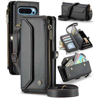 CaseMe CaseMe - Telefoonhoesje geschikt voor Google Pixel 10 Pro XL - Wallet Book Case met Schouder Strap - Zwart