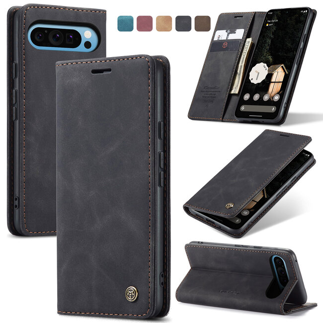 Caseme - Telefoonhoesje geschikt voor Google Pixel 10 Pro XL - Wallet Book Case - Met Magnetische Sluiting - Zwart