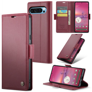 CaseMe CaseMe - Hoesje geschikt voor Google Pixel 10 Pro XL - Retro Wallet Book Case - Met Magnetische Sluiting - Rood