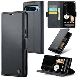 CaseMe CaseMe - Hoesje geschikt voor Google Pixel 10 Pro XL - Retro Wallet Book Case - Met Magnetische Sluiting - Zwart