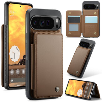 CaseMe CaseMe - Telefoonhoesje geschikt voor Google Pixel 10 Pro XL - Back Cover met RFID Pasjeshouder - Bruin