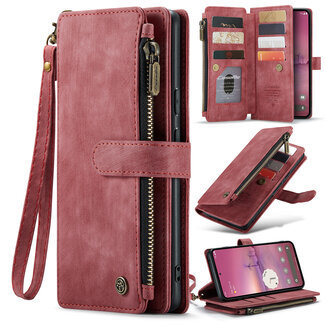 CaseMe CaseMe - Hoesje geschikt voor Google Pixel 10 Pro XL  - Vintage Wallet Book Case Ritssluiting - Met Magneetsluiting - Rood