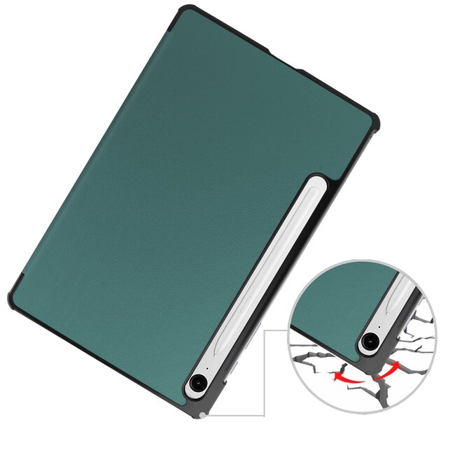 Case2go - Tablet hoes geschikt voor Samsung Galaxy Tab S10 Lite (2025) - 10.9 Inch - Tri-Fold Book Case - Auto/Wake functie - Donker Groen