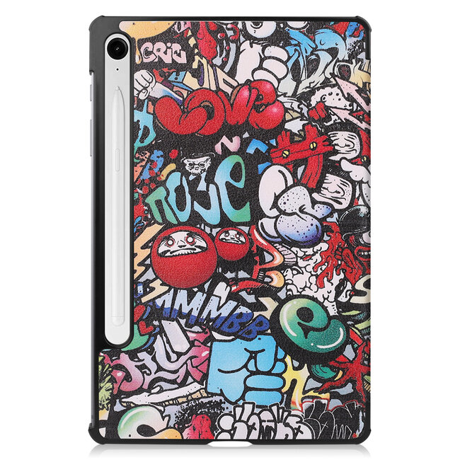 Case2go - Tablet hoes geschikt voor Samsung Galaxy Tab S10 Lite (2025) - 10.9 Inch - Tri-Fold Book Case - Auto/Wake functie - Graffiti