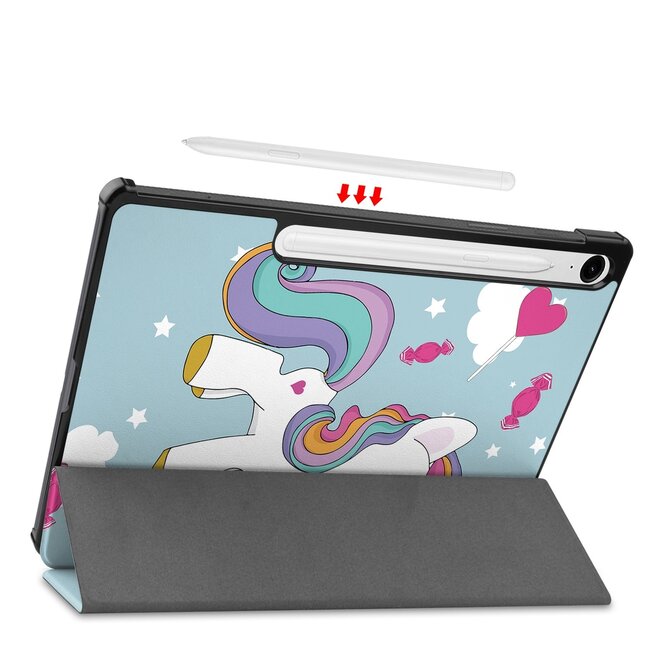 Case2go - Tablet hoes geschikt voor Samsung Galaxy Tab S10 Lite (2025) - 10.9 Inch - Tri-Fold Book Case - Auto/Wake functie - Eenhoorn