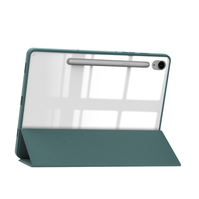 Case2go - Tablet hoes geschikt voor Samsung Galaxy Tab S10 Lite (2025) - 10.9 Inch - Acrylic Trifold case met Pencil houder - Donker Groen