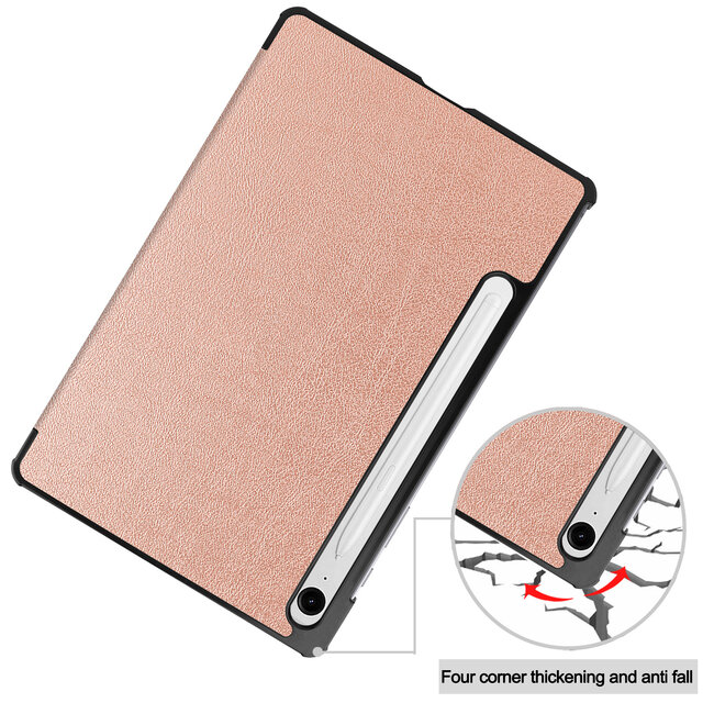 Case2go - Tablet hoes geschikt voor Samsung Galaxy Tab S10 Lite (2025) - 10.9 Inch - Tri-Fold Book Case - Auto/Wake functie - Rosegoud
