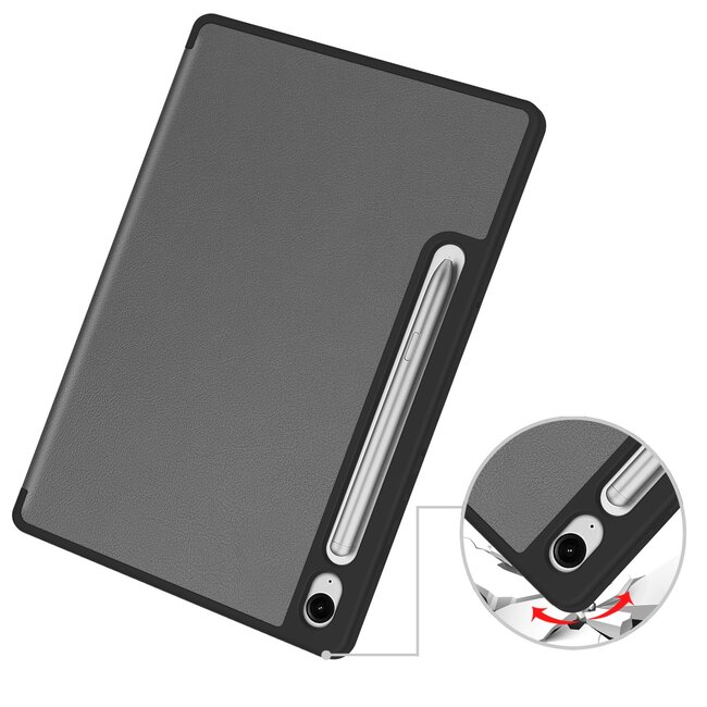 Case2go - Tablet hoes geschikt voor Samsung Galaxy Tab S10 Lite (2025) - 10.9 Inch - Tri-fold hoes met Auto/Wake functie en Magnetische sluiting - TPU Cover Met Pencil Houder - Grijs