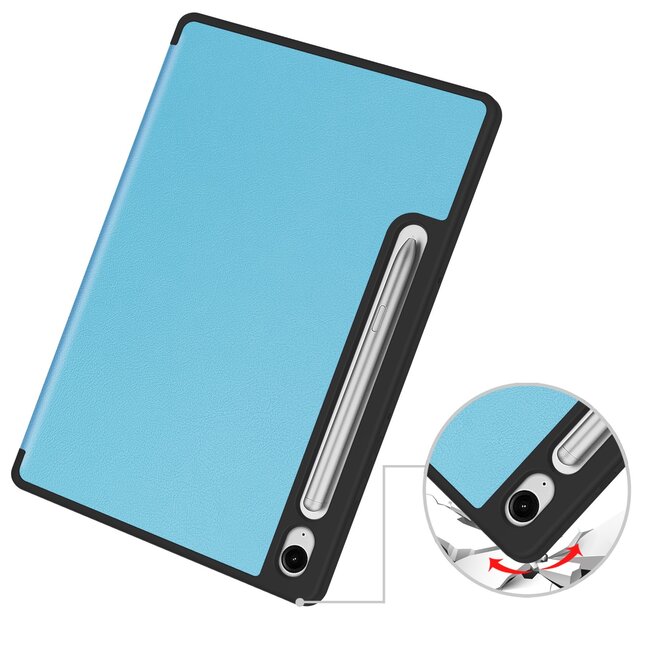 Case2go - Tablet hoes geschikt voor Samsung Galaxy Tab S10 Lite (2025) - 10.9 Inch - Tri-fold hoes met Auto/Wake functie en Magnetische sluiting - TPU Cover Met Pencil Houder - Licht Blauw