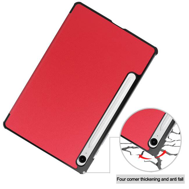 Case2go - Tablet hoes geschikt voor Samsung Galaxy Tab S10 Lite (2025) - 10.9 Inch - Tri-Fold Book Case - Auto/Wake functie - Rood