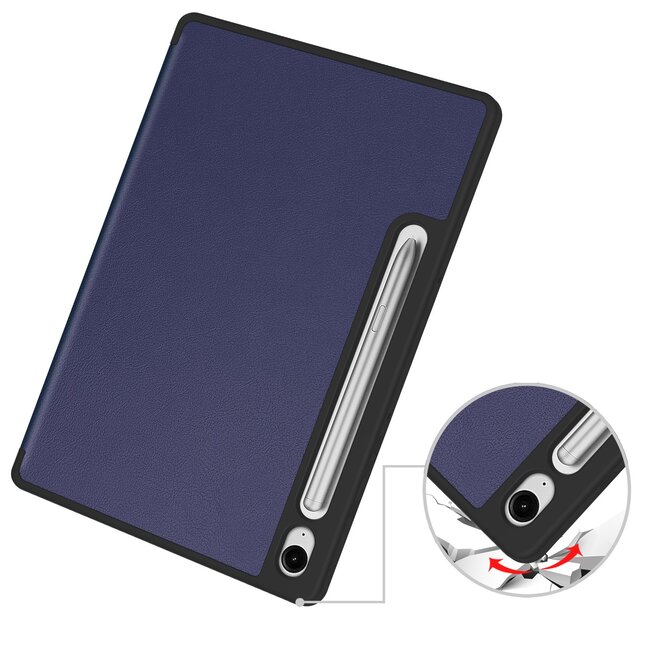 Case2go - Tablet hoes geschikt voor Samsung Galaxy Tab S10 Lite (2025) - 10.9 Inch - Tri-fold hoes met Auto/Wake functie en Magnetische sluiting - TPU Cover Met Pencil Houder - Donker Blauw