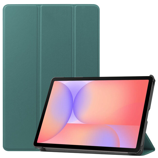 Case2go - Tablet hoes geschikt voor Samsung Galaxy Tab S10 Lite (2025) - 10.9 Inch - Tri-Fold Book Case - Auto/Wake functie - Donker Groen