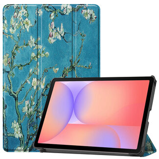 Case2go Case2go - Tablet hoes geschikt voor Samsung Galaxy Tab S10 Lite (2025) - 10.9 Inch - Tri-Fold Book Case - Auto/Wake functie - Witte Bloesem