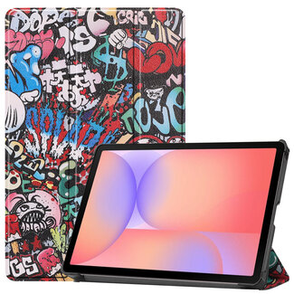 Case2go Case2go - Tablet hoes geschikt voor Samsung Galaxy Tab S10 Lite (2025) - 10.9 Inch - Tri-Fold Book Case - Auto/Wake functie - Graffiti