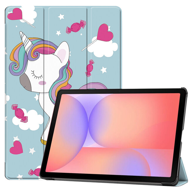 Case2go - Tablet hoes geschikt voor Samsung Galaxy Tab S10 Lite (2025) - 10.9 Inch - Tri-Fold Book Case - Auto/Wake functie - Eenhoorn