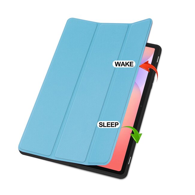 Case2go - Tablet hoes geschikt voor Samsung Galaxy Tab S10 Lite (2025) - 10.9 Inch - Tri-fold hoes met Auto/Wake functie en Magnetische sluiting - TPU Cover Met Pencil Houder - Licht Blauw