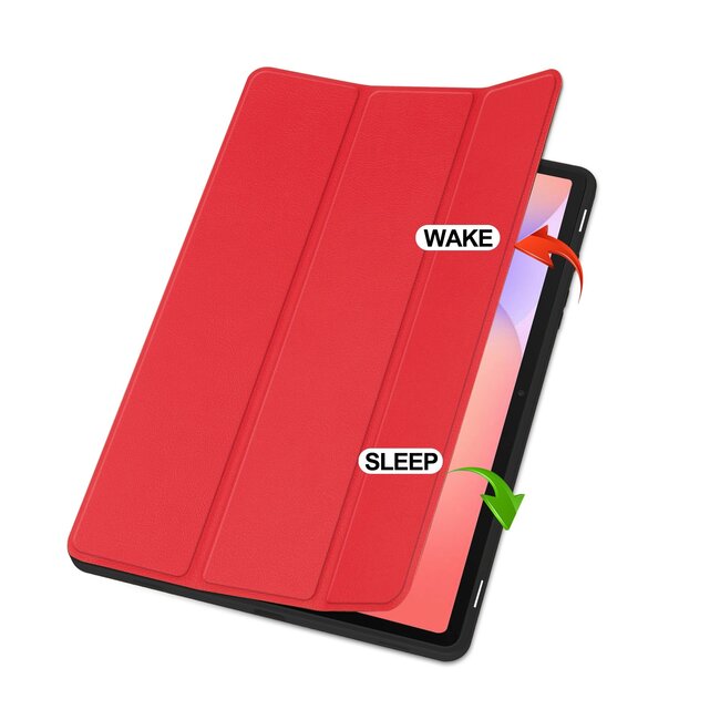Case2go - Tablet hoes geschikt voor Samsung Galaxy Tab S10 Lite (2025) - 10.9 Inch - Tri-fold hoes met Auto/Wake functie en Magnetische sluiting - TPU Cover Met Pencil Houder - Rood