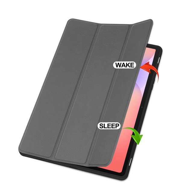 Case2go - Tablet hoes geschikt voor Samsung Galaxy Tab S10 Lite (2025) - 10.9 Inch - Tri-fold hoes met Auto/Wake functie en Magnetische sluiting - TPU Cover Met Pencil Houder - Grijs