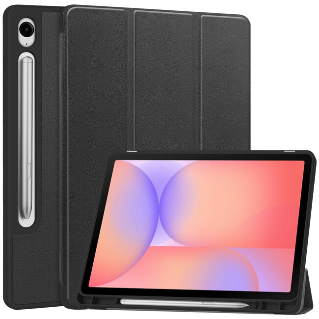 Case2go - Tablet hoes geschikt voor Samsung Galaxy Tab S10 Lite (2025) - 10.9 Inch - Tri-fold hoes met Auto/Wake functie en Magnetische sluiting - TPU Cover Met Pencil Houder - Zwart