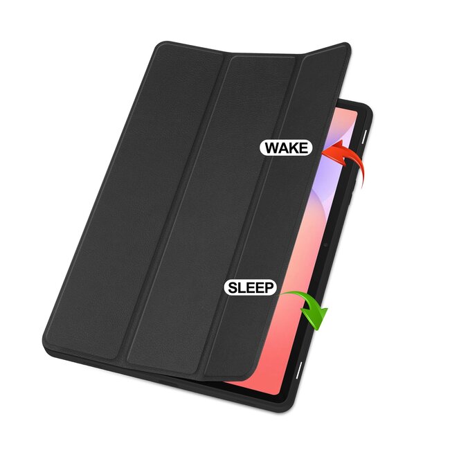 Case2go - Tablet hoes geschikt voor Samsung Galaxy Tab S10 Lite (2025) - 10.9 Inch - Tri-fold hoes met Auto/Wake functie en Magnetische sluiting - TPU Cover Met Pencil Houder - Zwart
