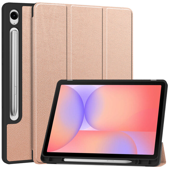 Case2go - Tablet hoes geschikt voor Samsung Galaxy Tab S10 Lite (2025) - 10.9 Inch - Tri-fold hoes met Auto/Wake functie en Magnetische sluiting - TPU Cover Met Pencil Houder - Rose Goud