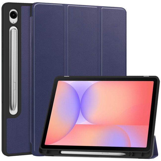 Case2go - Tablet hoes geschikt voor Samsung Galaxy Tab S10 Lite (2025) - 10.9 Inch - Tri-fold hoes met Auto/Wake functie en Magnetische sluiting - TPU Cover Met Pencil Houder - Donker Blauw
