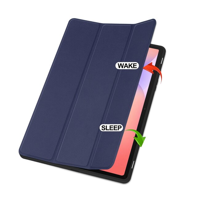 Case2go - Tablet hoes geschikt voor Samsung Galaxy Tab S10 Lite (2025) - 10.9 Inch - Tri-fold hoes met Auto/Wake functie en Magnetische sluiting - TPU Cover Met Pencil Houder - Donker Blauw