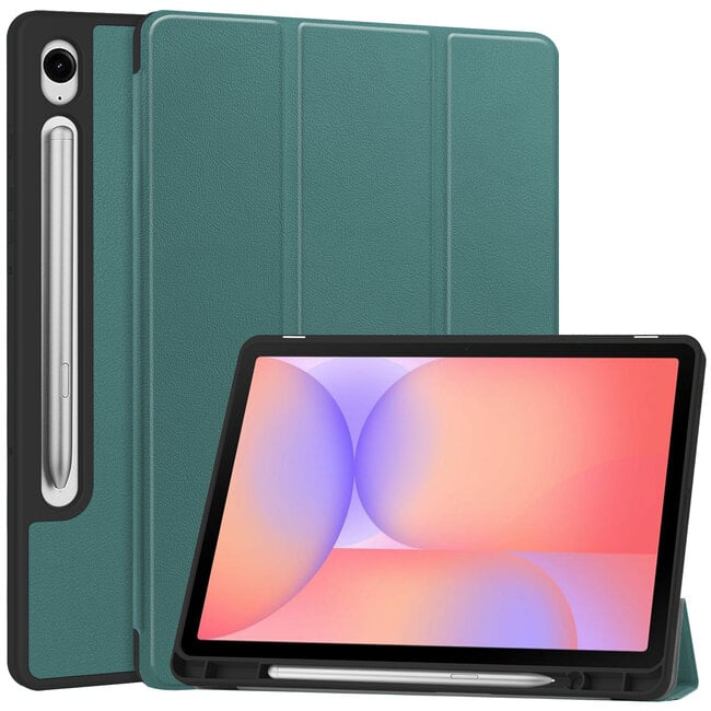 Case2go - Tablet hoes geschikt voor Samsung Galaxy Tab S10 Lite (2025) - 10.9 Inch - Tri-fold hoes met Auto/Wake functie en Magnetische sluiting - TPU Cover Met Pencil Houder - Groen